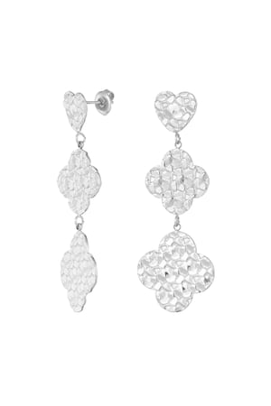 Earrings relief clover and hearts - Silver Color color h5 