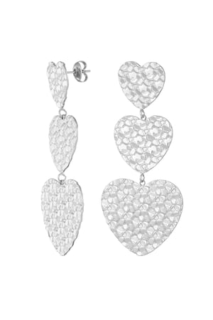 Triple heart earring - Silver Color color h5 