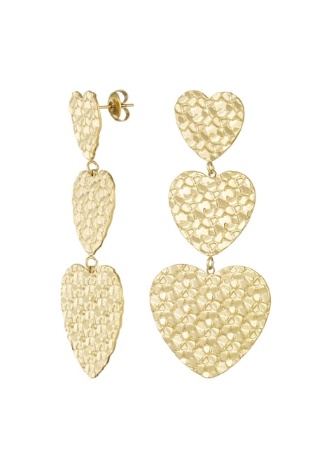 Triple heart earring - Gold color 2