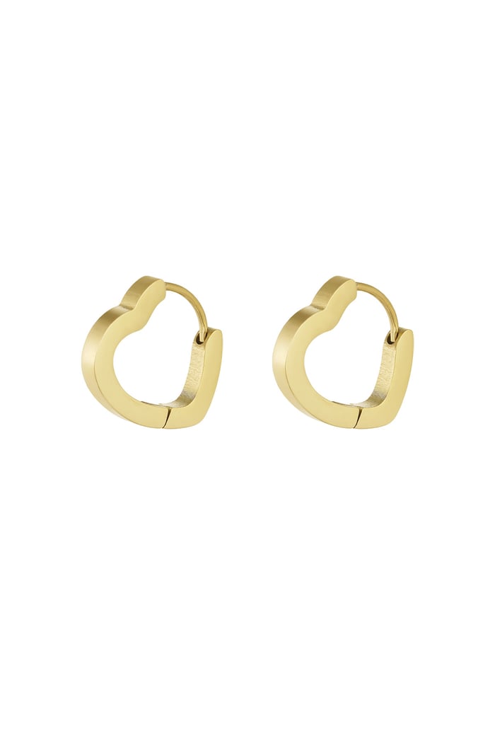 Basic heart earrings medium - Gold color 