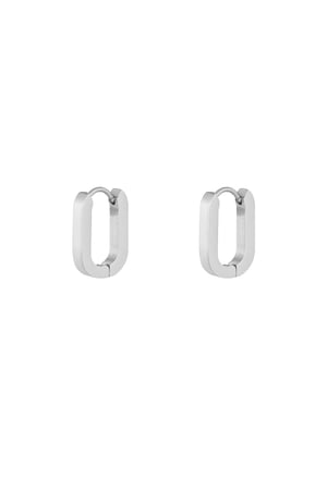 Basic oval earrings small - Silver Color color h5 