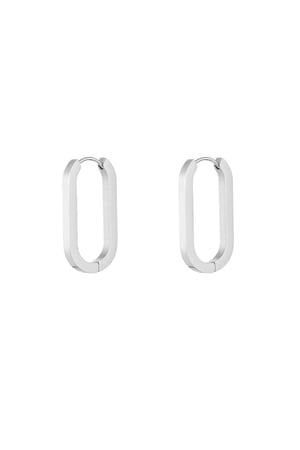 Basic oval earrings large - Silver Color color h5 