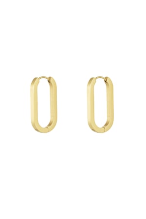 Basic oval earrings large - Gold color h5 