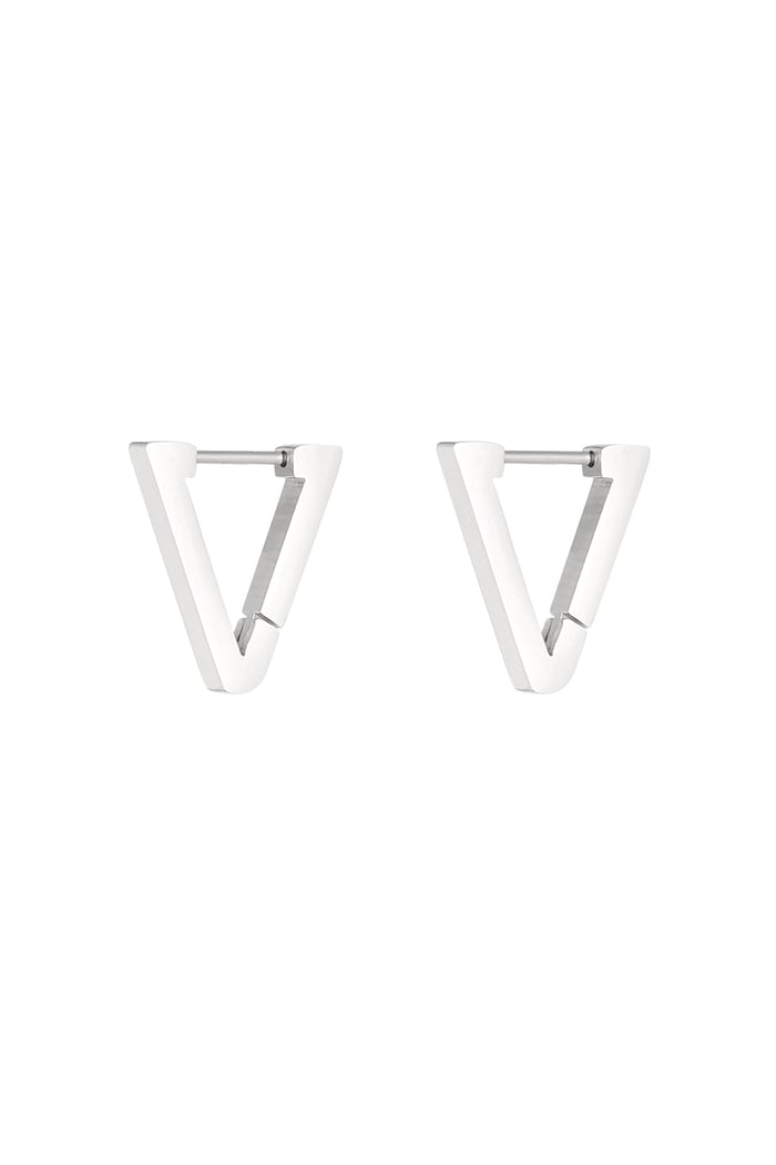 Basic triangle earrings - Silver Color color 