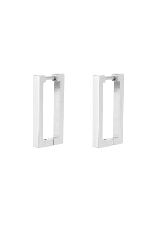 Basic rectangle earrings large - Silver Color color h5 