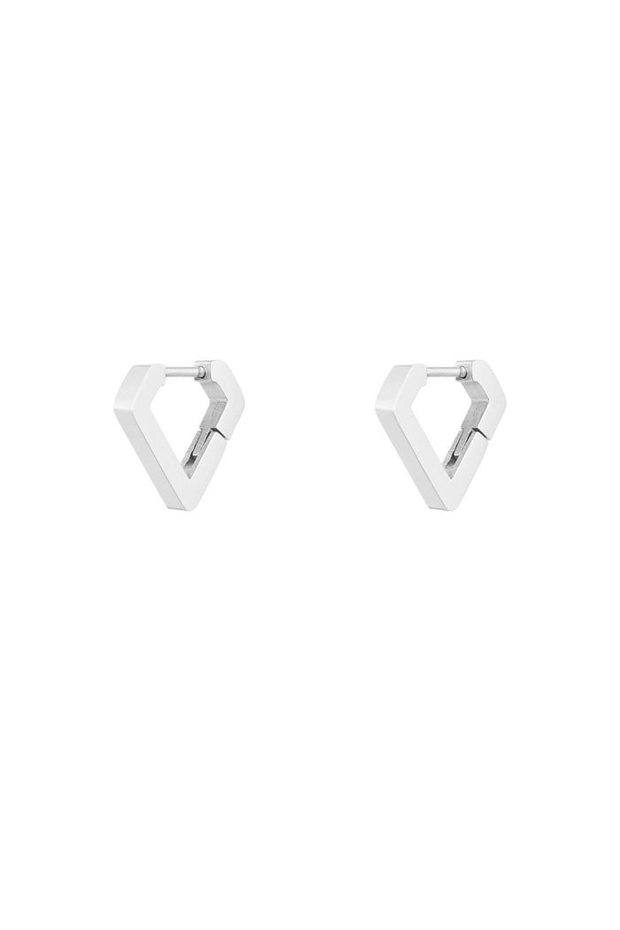 Diamond shape earrings small - Silver Color color 