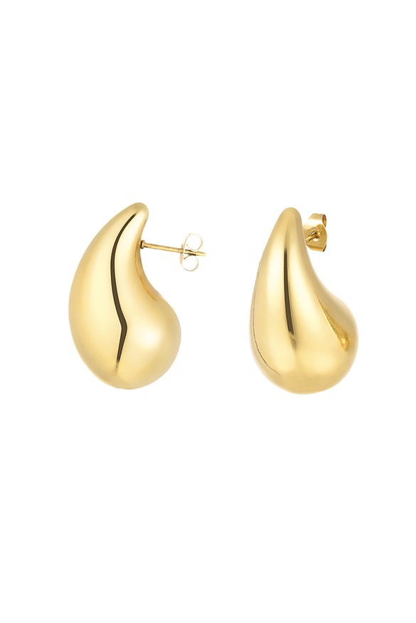 Ohrringe für Damen, dick, gewölbt, Tropfenform, aus Edelstahl, Größe M