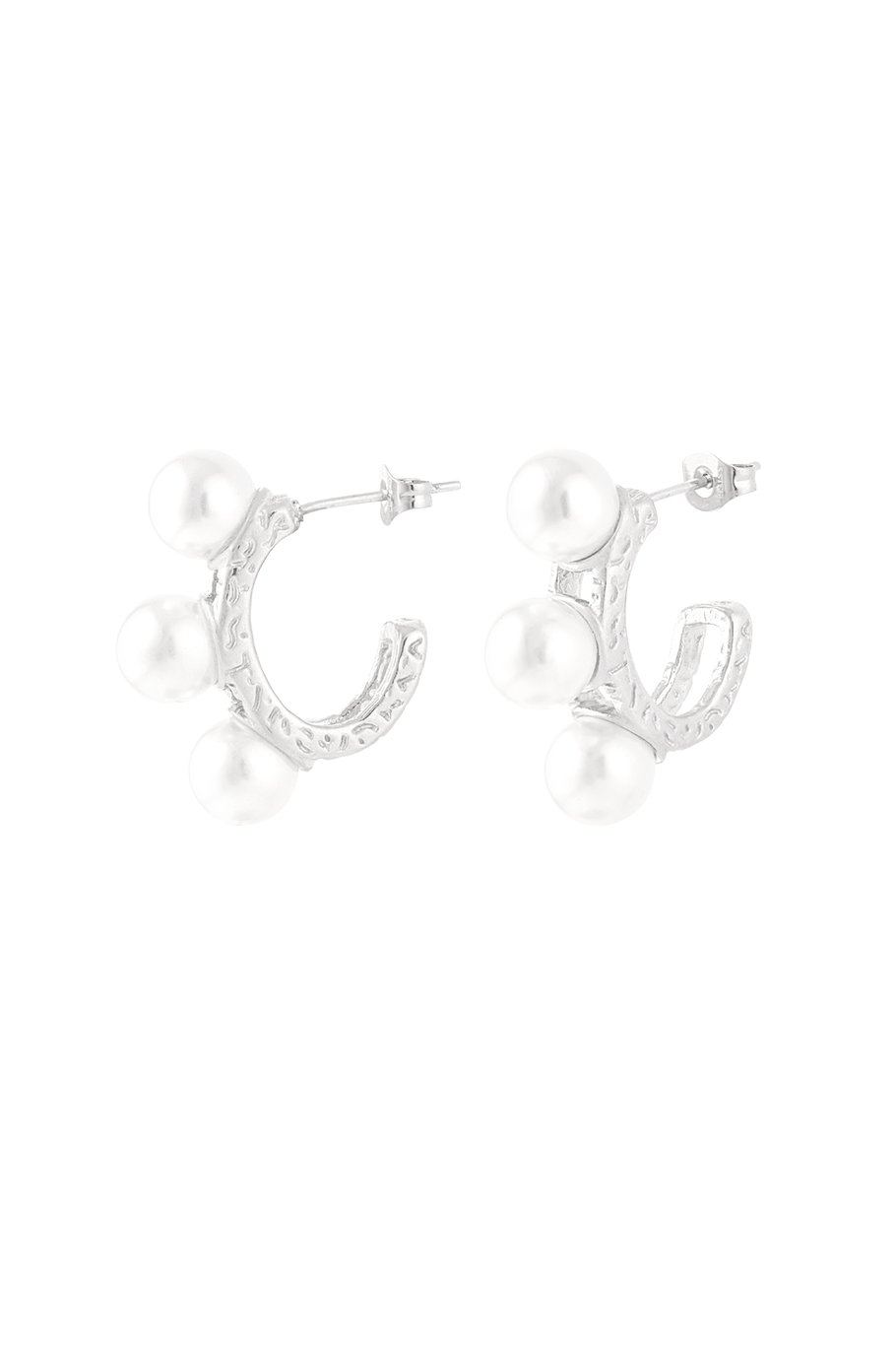 Ohrringe mit dreifacher Statement-Perle – Goldfarbe - Goldfarbefarbe