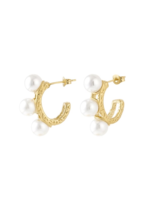 Boucles d'oreilles triple déclaration perle - doré