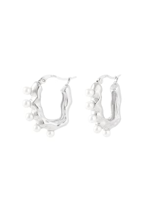 Asymmetrical pearl earring - Silver Color color h5 