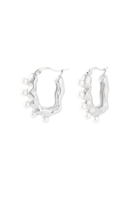 Asymmetrical pearl earring - Silver Color color 2