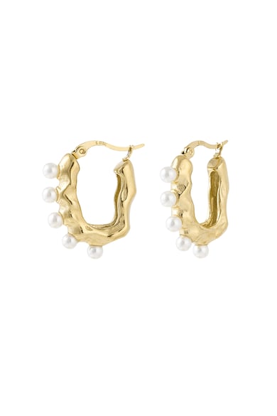 Asymmetrical pearl earring - Silver Color color h5 