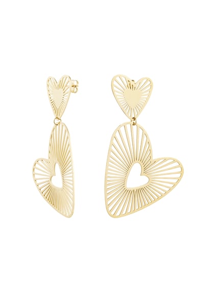 Double heart earrings - Gold color h5 