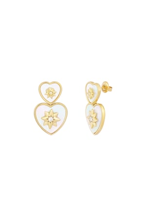 Heart earrings with star - white Gold color h5 Picture4