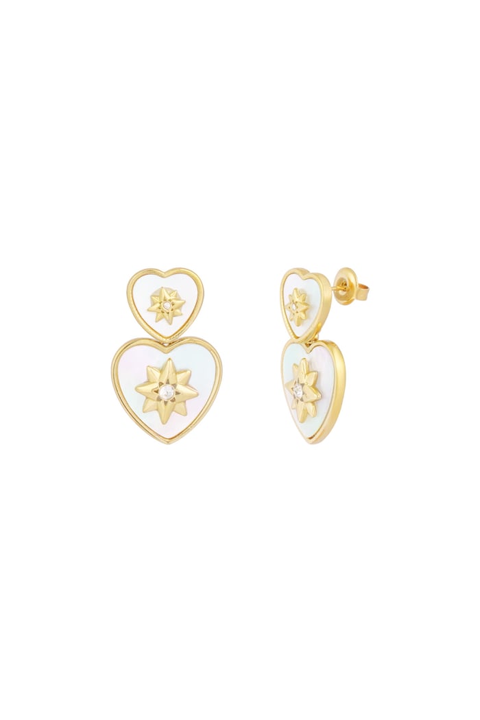 Heart earrings with star - white Gold color Picture4