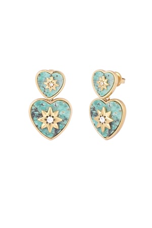 Heart earrings with compass - green h5 