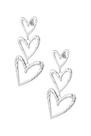 Triple heart structured earring - Silver Color color h5 