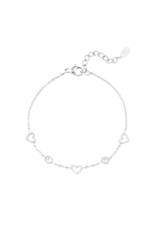 Bracelet with heart and diamond charms - Silver Color color h5 