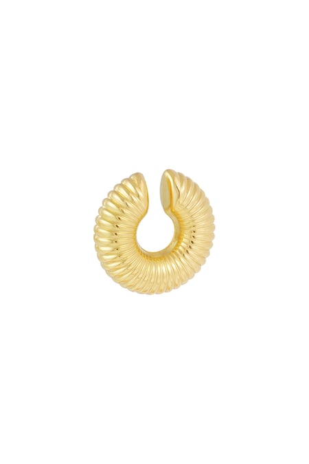 ear cuff with ridges - Gold color 2