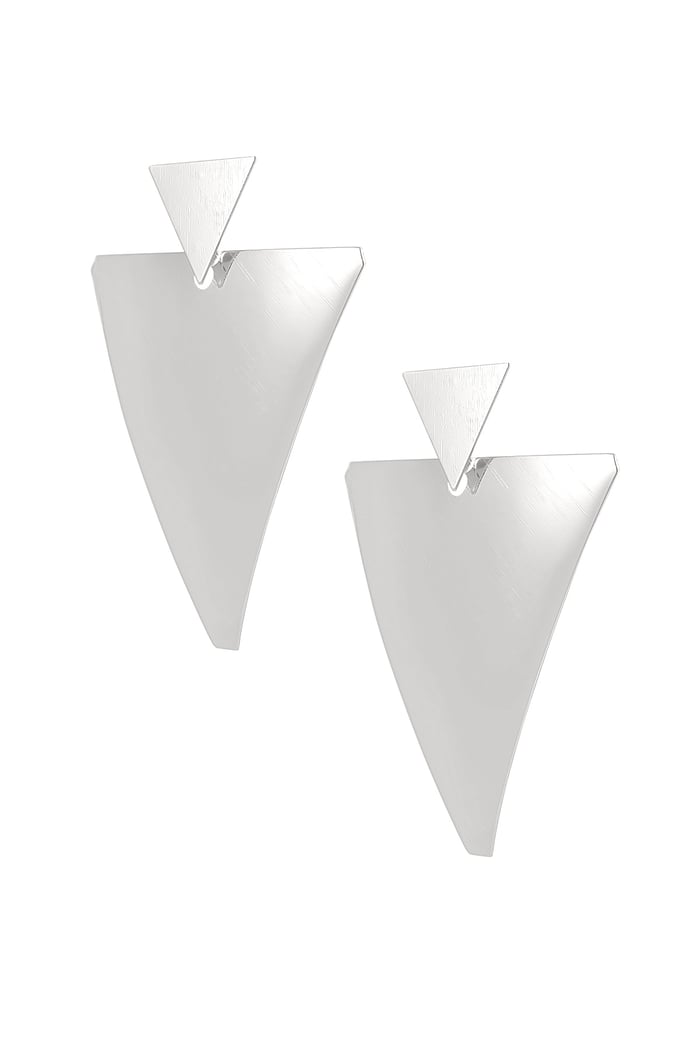 Double triangle earrings - Silver Color color 