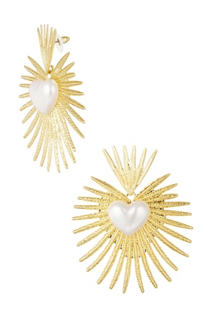 Classic earring with pearl heart - h5 