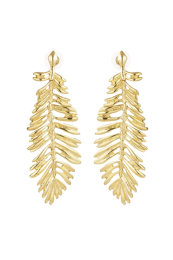 Boucles d'oreilles plumes - doré 2