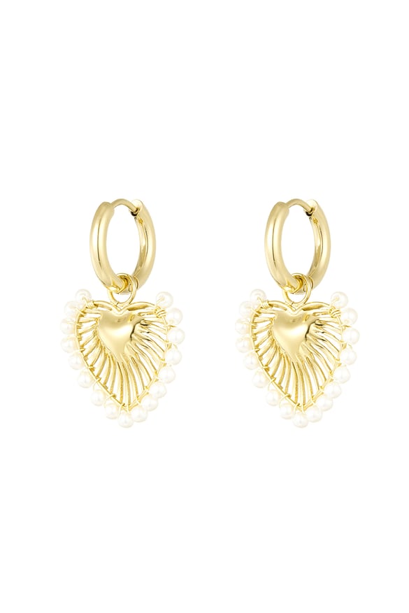 earrings with heart pendant and pearls 2