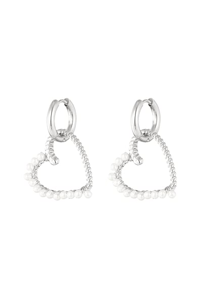 orecchino cuore con perle - colore oro h5 
