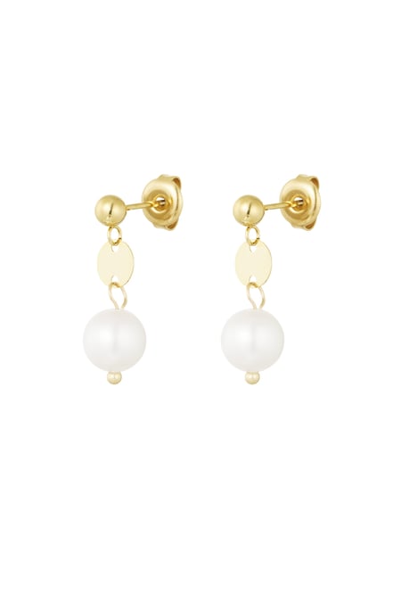 Earring with small pearl pendant - Gold color 2