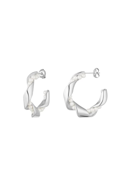 Twisted pearl earrings - Silver Color color 2