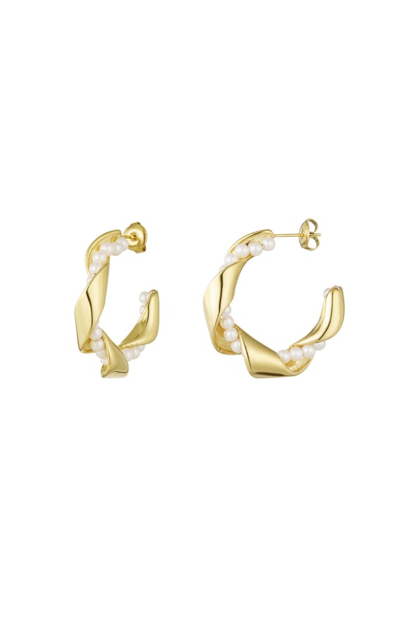 Orecchini di perle intrecciate - Colore oro 2
