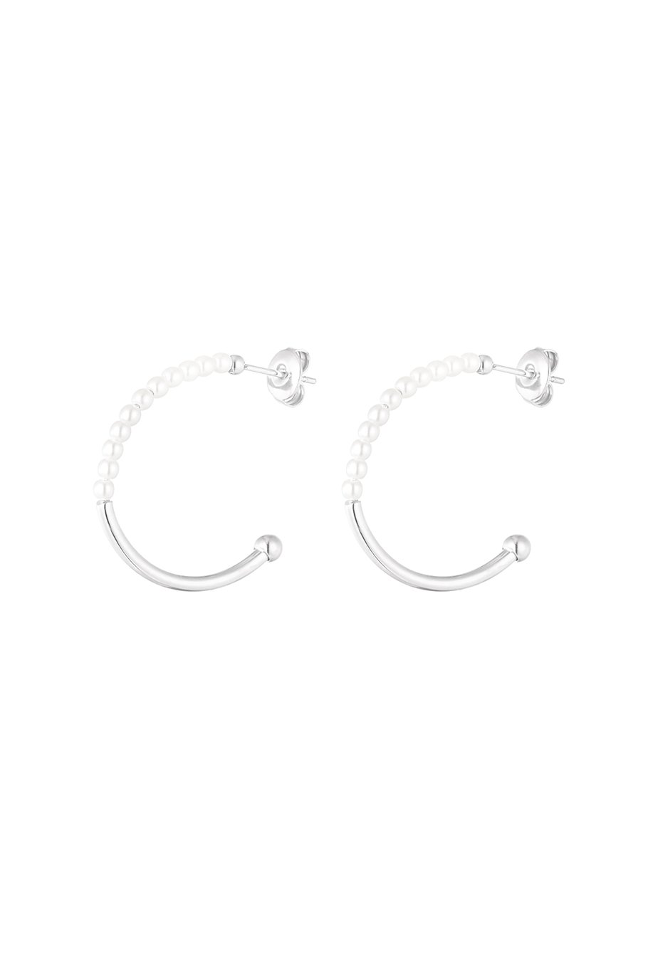 round earrings half pearl 