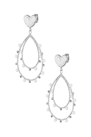 Earrings heart drop and pearls - Silver Color color h5 