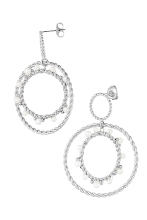 Earrings with round pendants - Silver Color color h5 