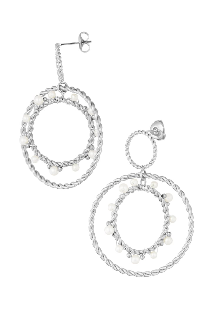 Earrings with round pendants - Silver Color color 