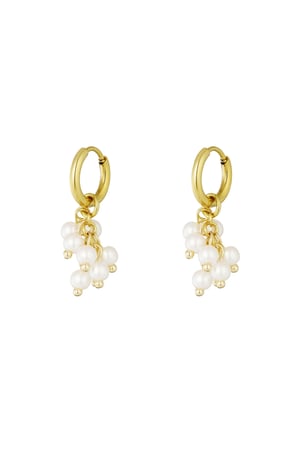 Earring with pearl bobbin - Gold color h5 