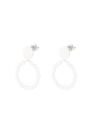 Earrings round pearl - Silver Color color h5 