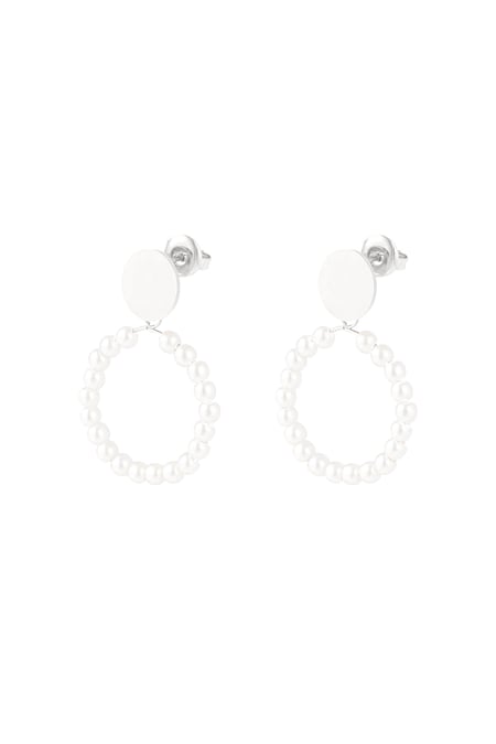 Earrings round pearl - Silver Color color 2