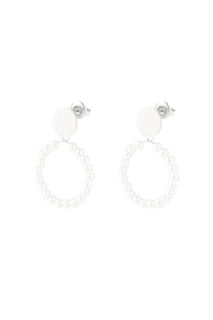 Earrings round pearl - Silver Color color 