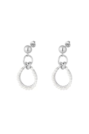 Earrings triple round with pearls - Silver Color color h5 