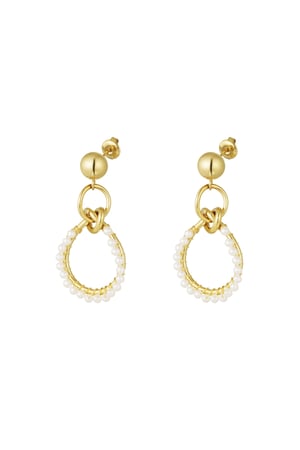 Earrings triple round with pearls - Gold color h5 