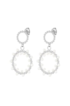 Earrings round pearl party - Silver Color color h5 