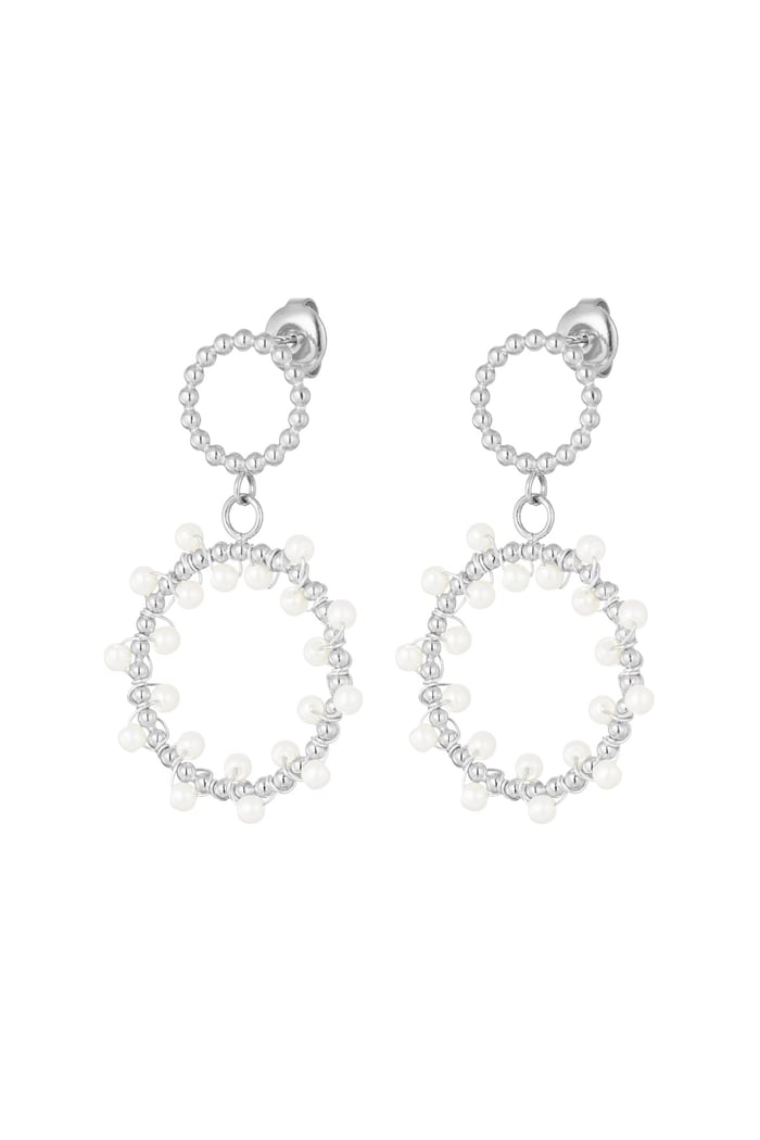 Earrings round pearl party - Silver Color color 