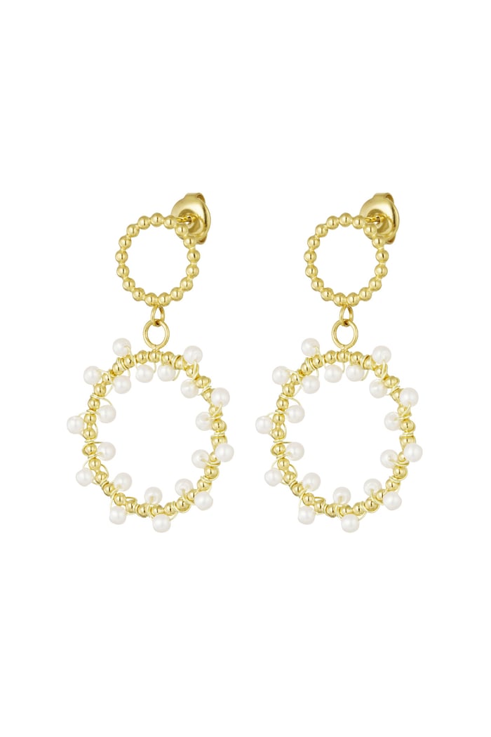 Earrings round pearl party - Gold color 