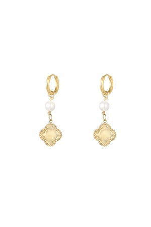 Earrings clover pearl dream - Gold color h5 