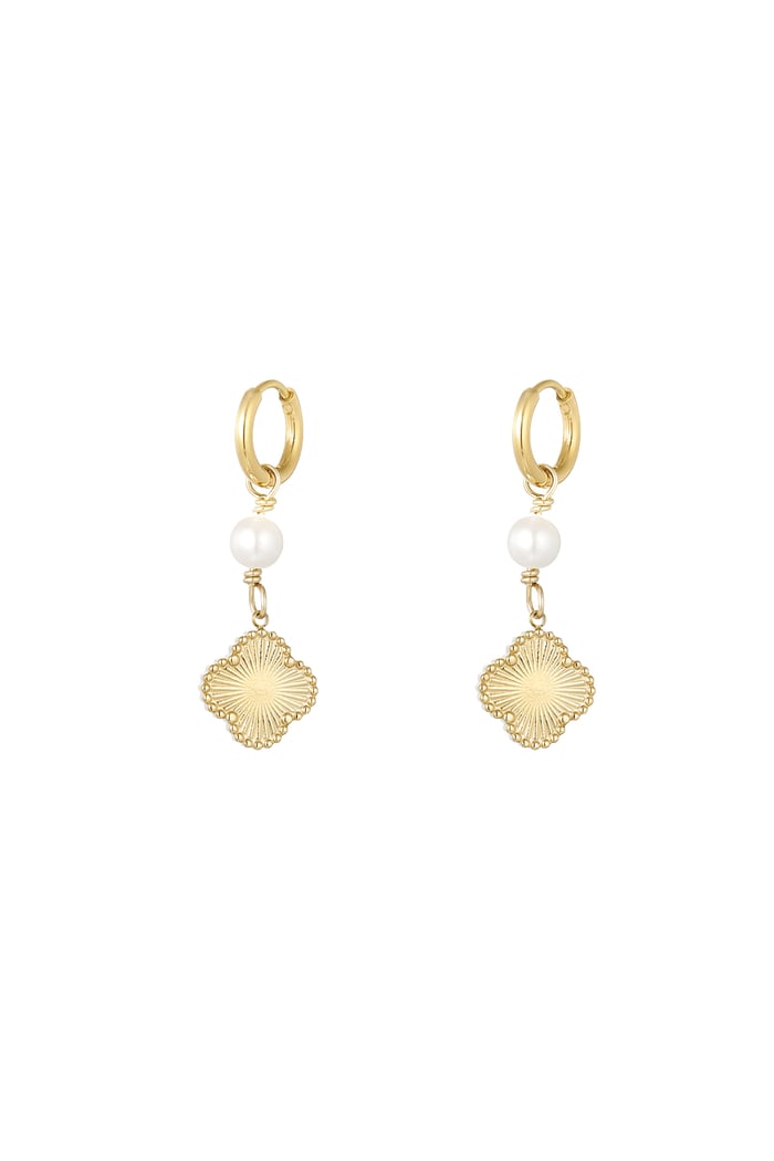 Earrings clover pearl dream - Gold color 