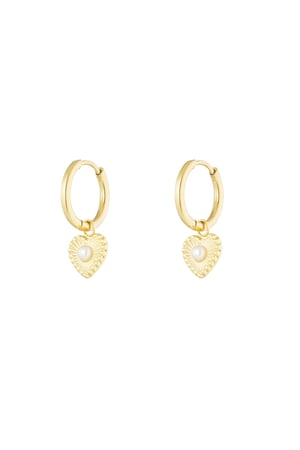 Earrings heart detail with pearl - Gold color h5 