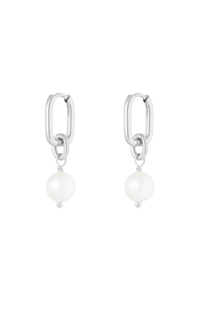 Classic earring pearl charm - Silver Color color h5 