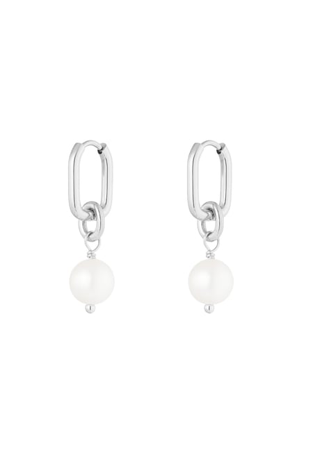 Classic earring pearl charm - Silver Color color