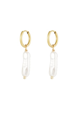 Earrings elongated pearl - Gold color h5 